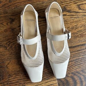 Vagabond Wioletta Leather & Mesh Mary Jane Flats in Cream